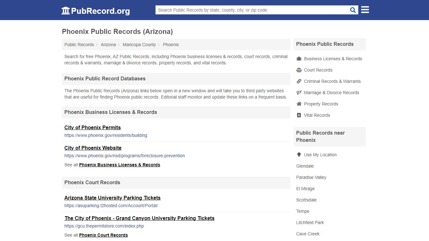 Free Phoenix Public Records (Arizona Public Records) - PubRecord.org